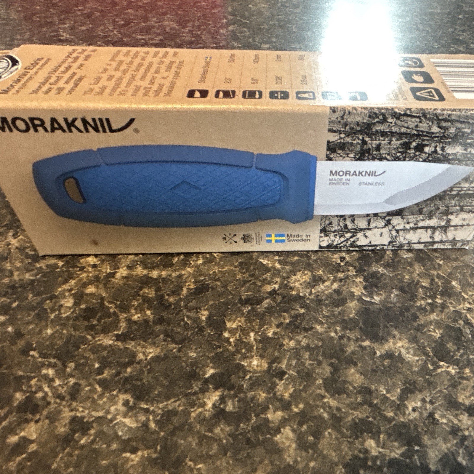 Morakniv Camping Knife Stainless Steel Plain Edge 4.1-5in Blue Handle