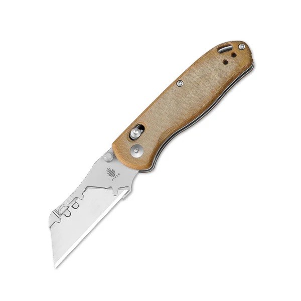Kizer Drop Bear Utility Knife Brown Micarta Handle SK5/5Cr15 Plain Edge V3619JA7
