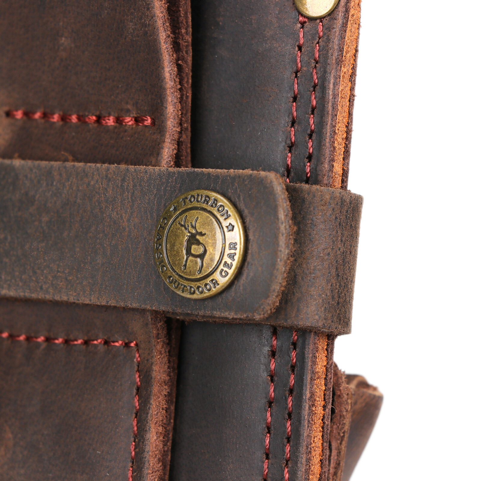 TOURBON Survival Leather Tracker Knife Sheath Horizontal Belt Holster with Pouch