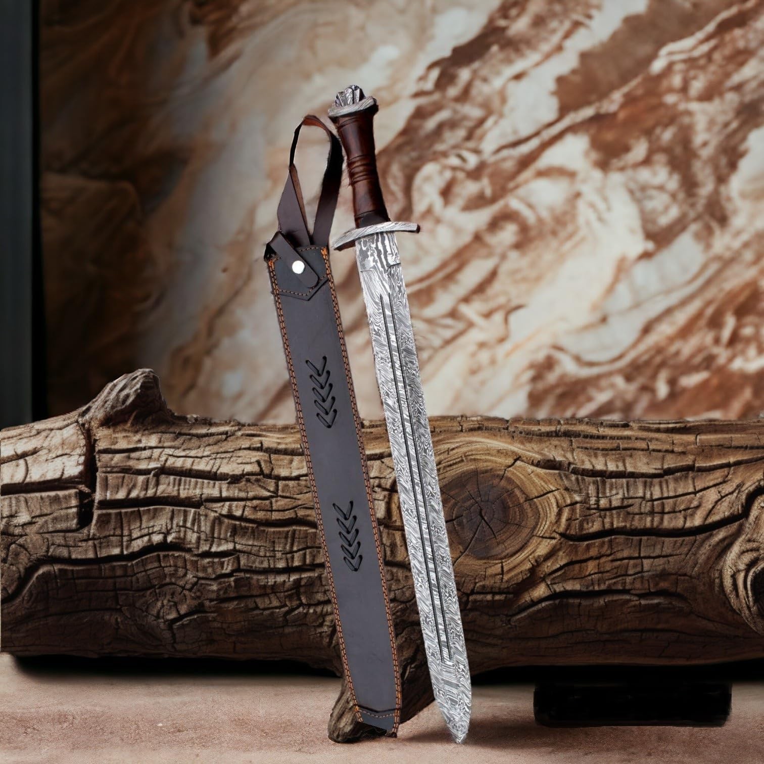 Wilson Roy Hand Forged Damascus Steel Swiss Dagger Sword Viking Gladius Double
