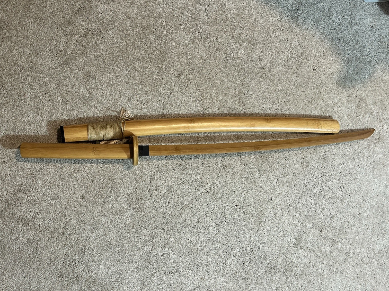 Decorative Bamboo Samurai Katana Sword w/ Bamboo Saya Scabbard 28” Blade