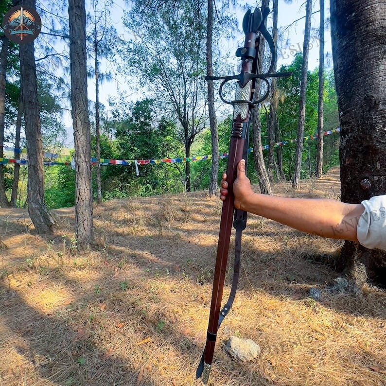Custom Handmade Carbon Steel Exquisite Long Blade Sword| Hunting Sword Camping