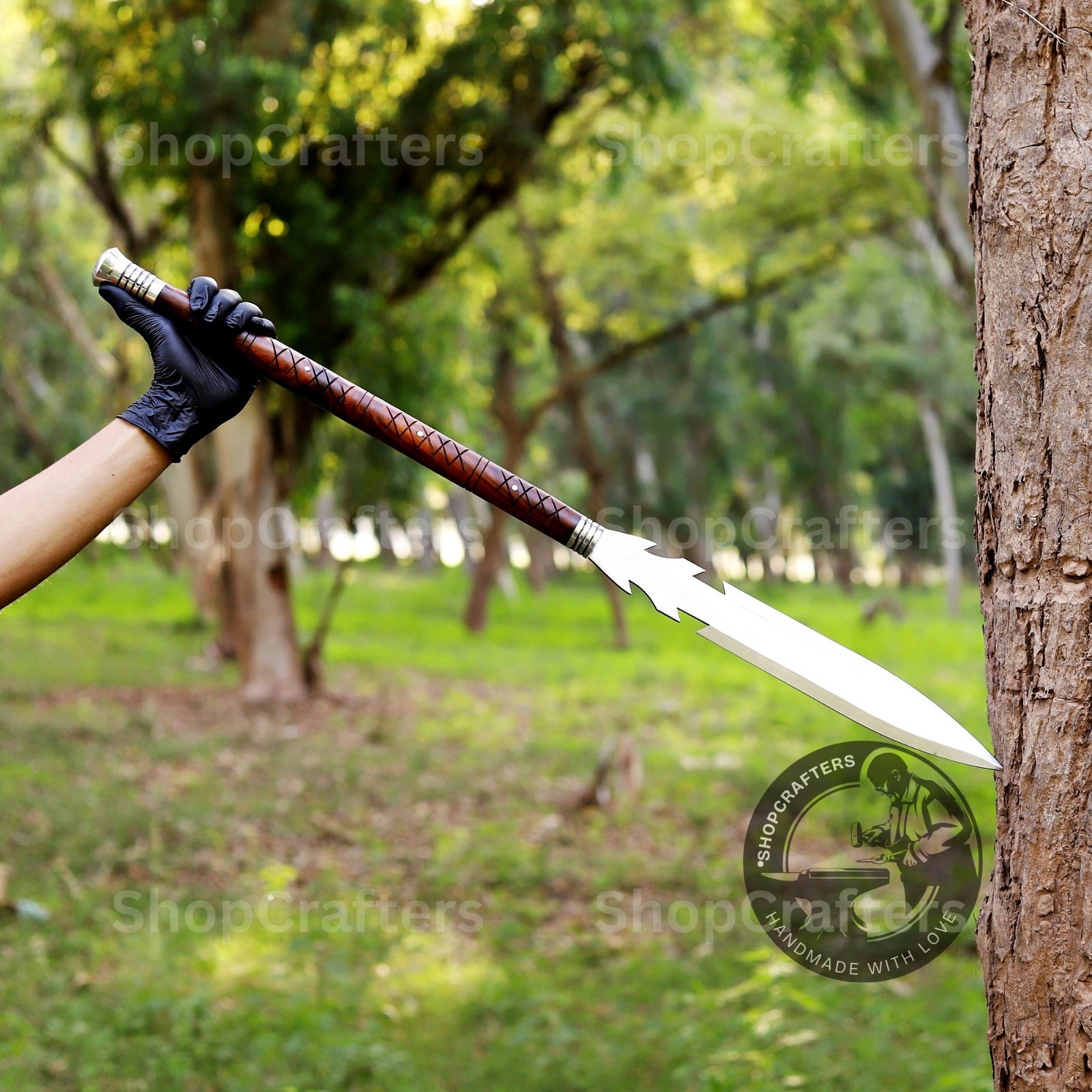 Custom Handmade Carbon Steel Blade Tactical Viking Spear | Hunting Spear Camping
