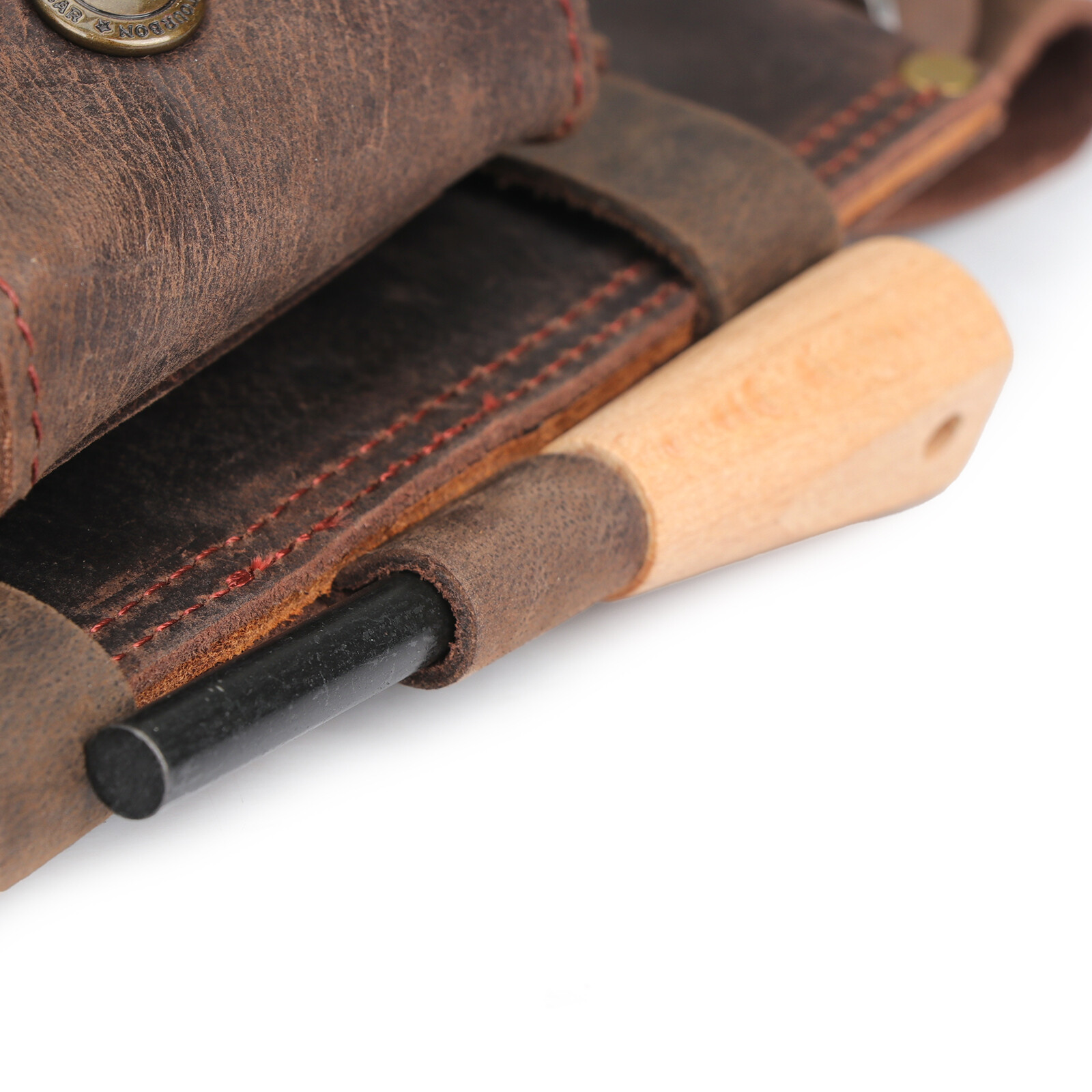 TOURBON Survival Leather Tracker Knife Sheath Horizontal Belt Holster with Pouch