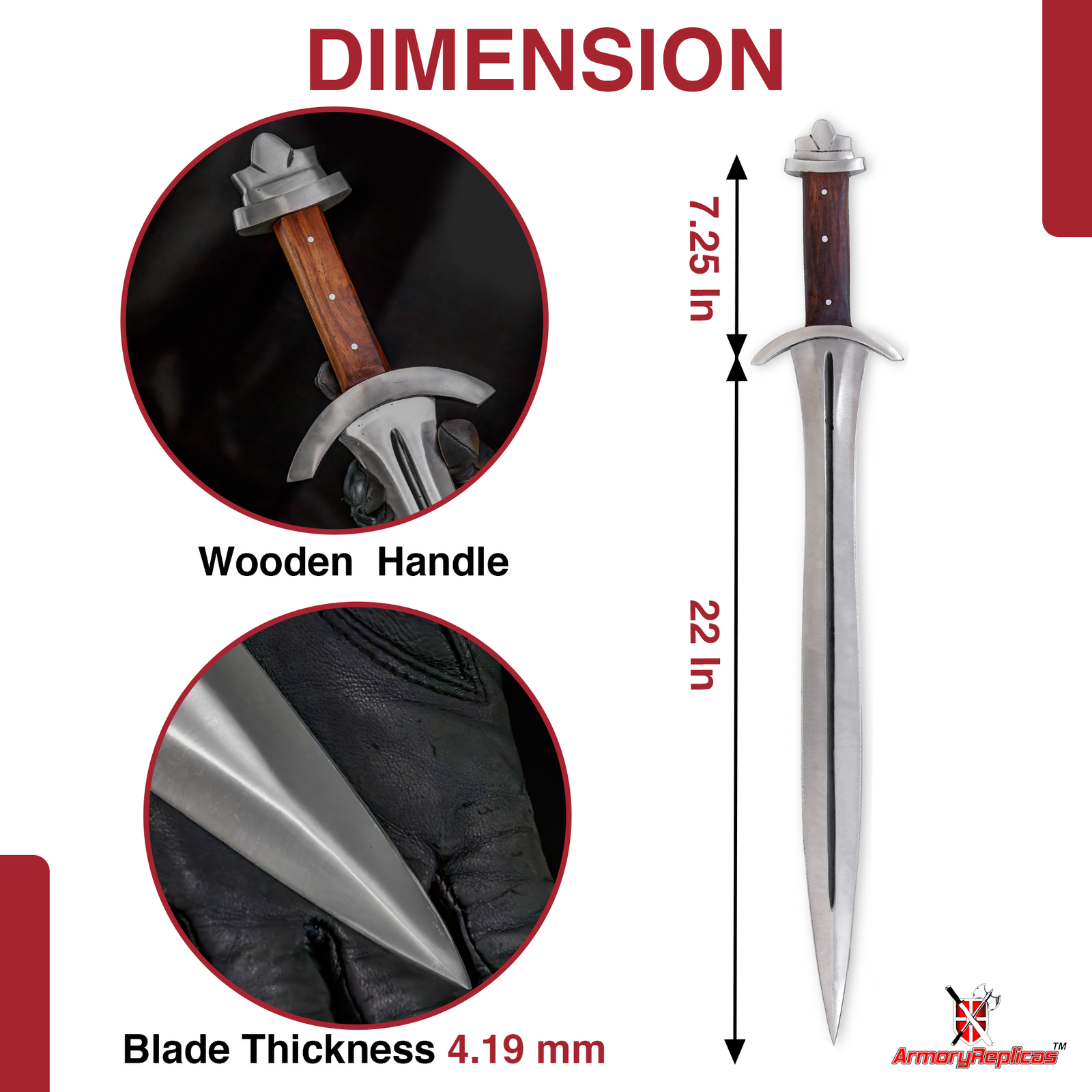 Hand Forged Functional Full Tang 1095 High Carbon Steel Viking Sword w/ Sheath