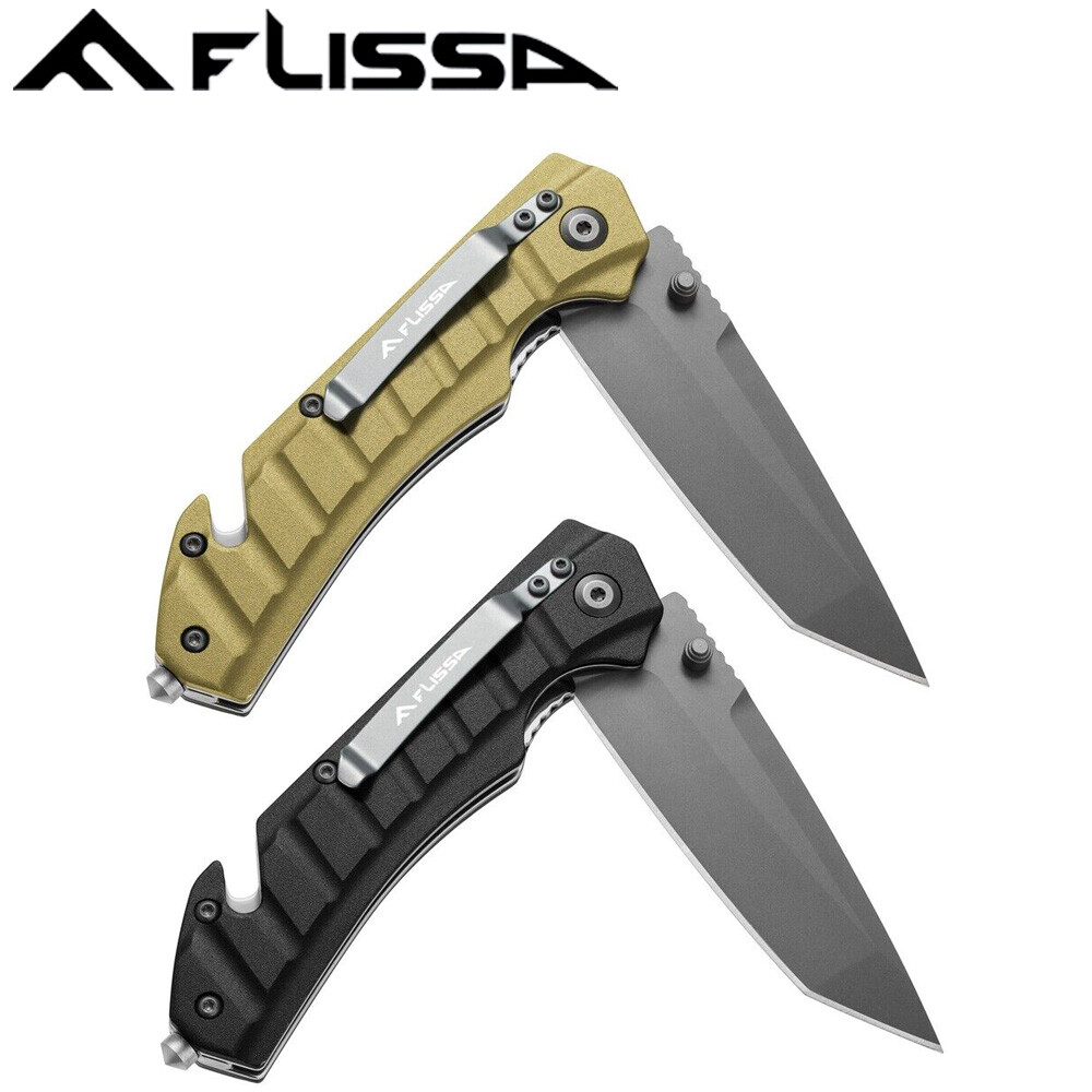 FLISSA Folding Pocket Knife Tactical Knife Tanto Blade w/Liner Lock Pocket Clip