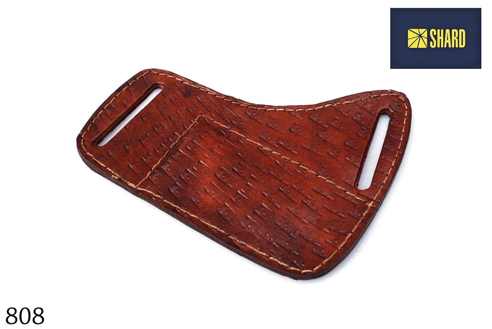 HANDMADE LEATHER ENGRAVED HORIZONTAL 6″ SHEATH FOR FOLDING POCKET KNIFE BUCK 110