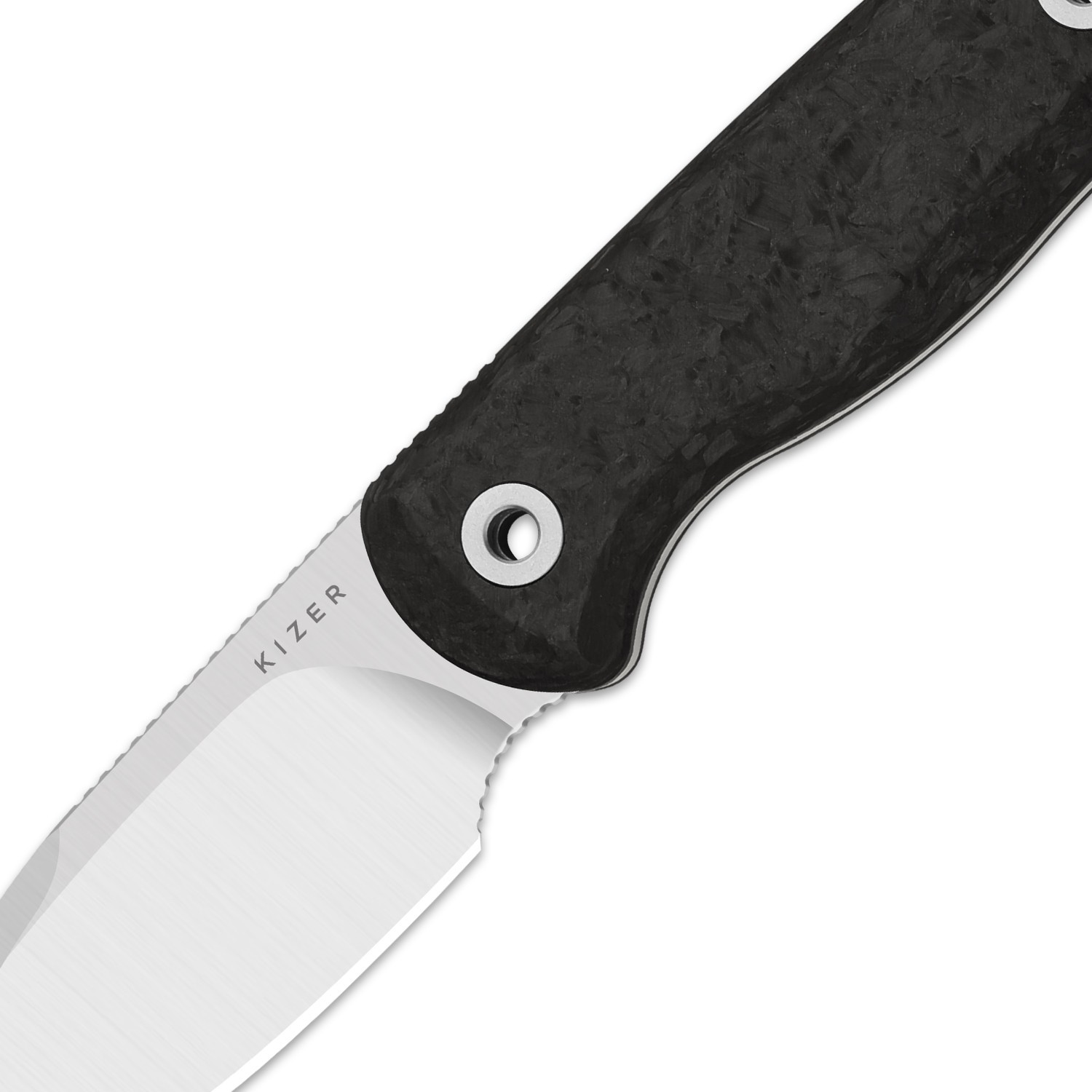 Kizer Drop Bear Fix Drop Point Fixed Knife M390 Blade Carbon Fiber Handle+Sheath