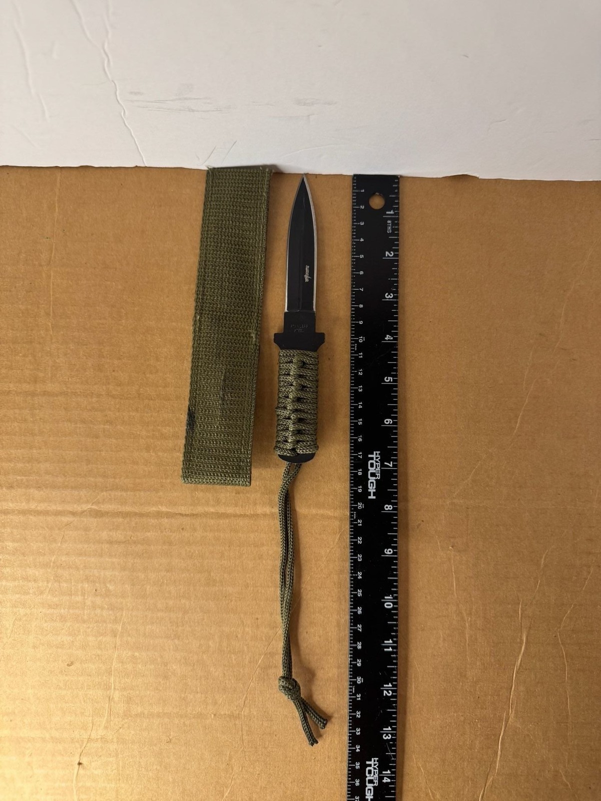 Survivor Fixed Blade Tactical Knife with Cord Wrapped Handle and Sheath