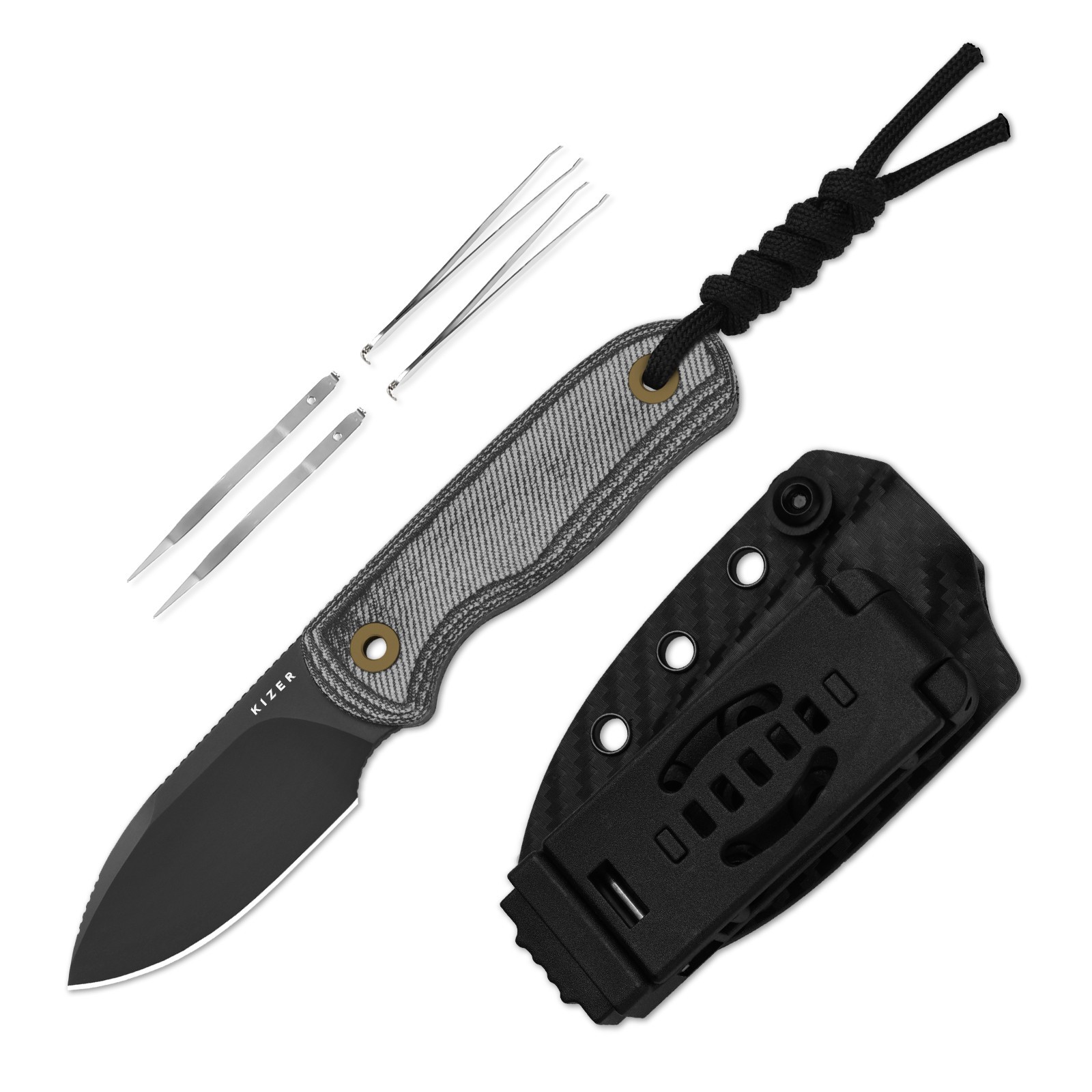 Kizer Drop Bear Fix Drop Point Fixed Knife S45VN Blade Micarta Handle + Sheath