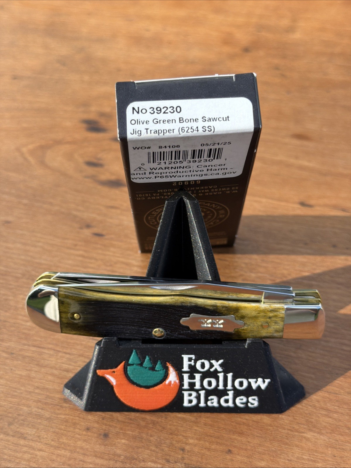 Case XX 2025 Olive Green Sawcut Bone 6254 SS Trapper Knife