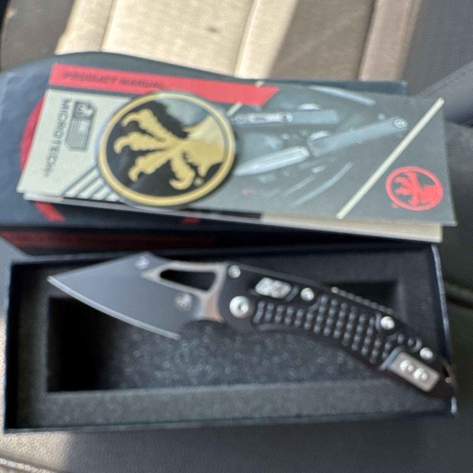 Microtech M-Stitch RAM-LOK Plain Edge Wharncliffe Manual Aluminum Handle