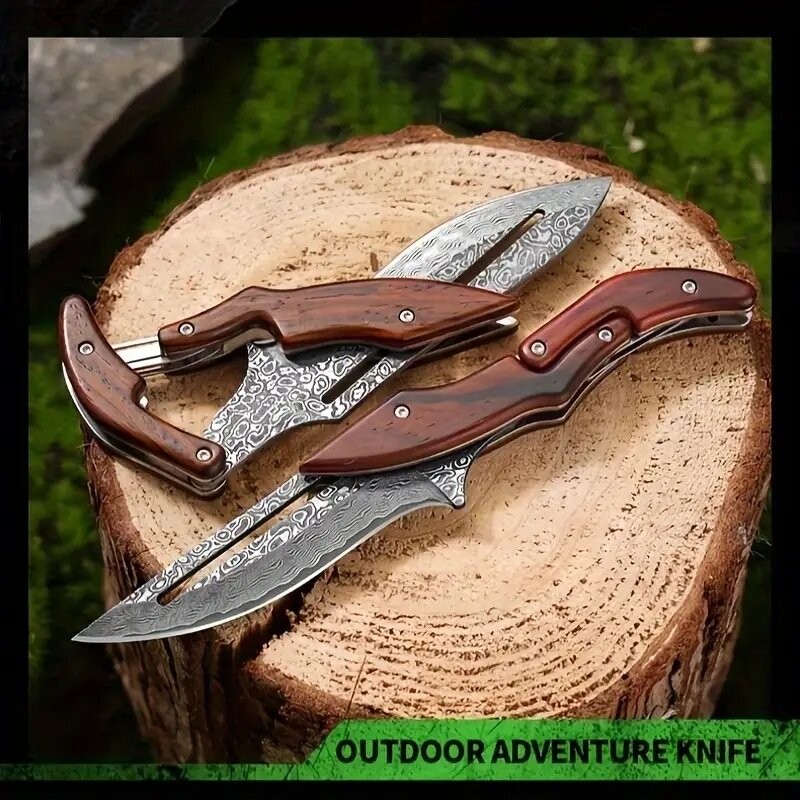 VG10 Damascus Knife Mechanical Folding Knife Fixed Blade Outdoor Tool Knife