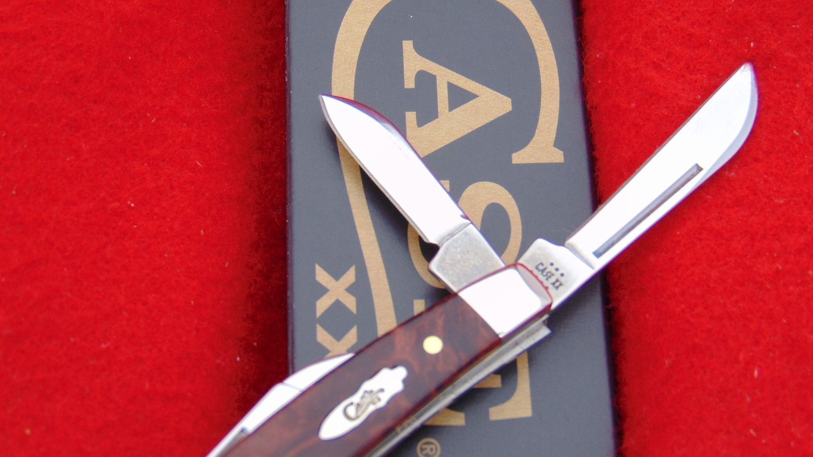 Case XX USA 7468 Smooth Brown Maple Burl Wood Congress Pocket Knife 64069