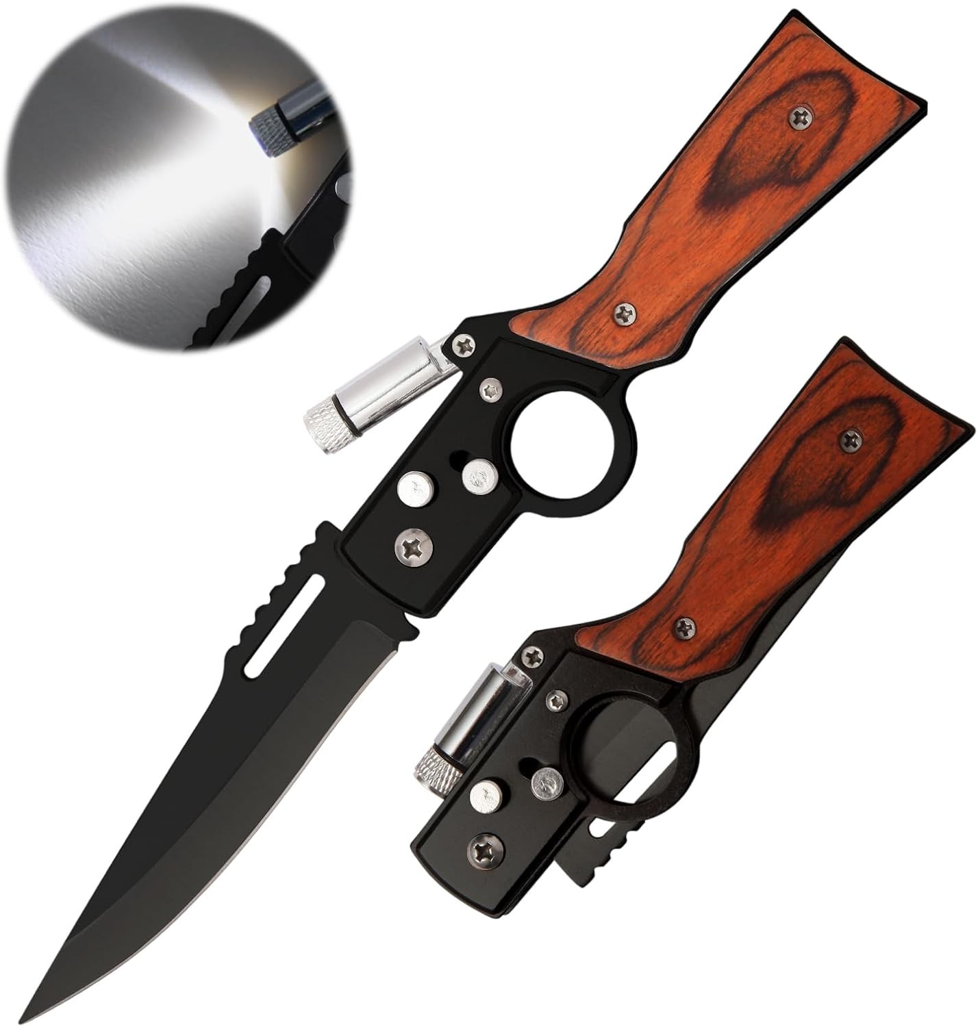 Assisted Blade Knives Pocket Tactical Folding Blade Knife Survival Hunting LED