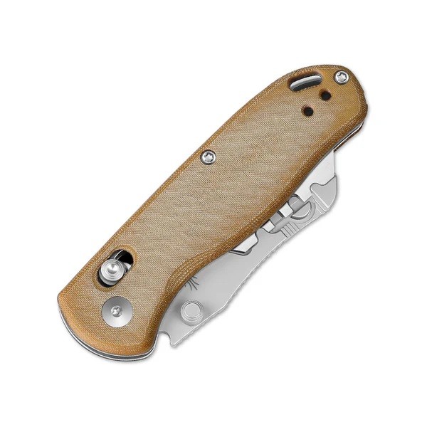 Kizer Drop Bear Utility Knife Brown Micarta Handle SK5/5Cr15 Plain Edge V3619JA7