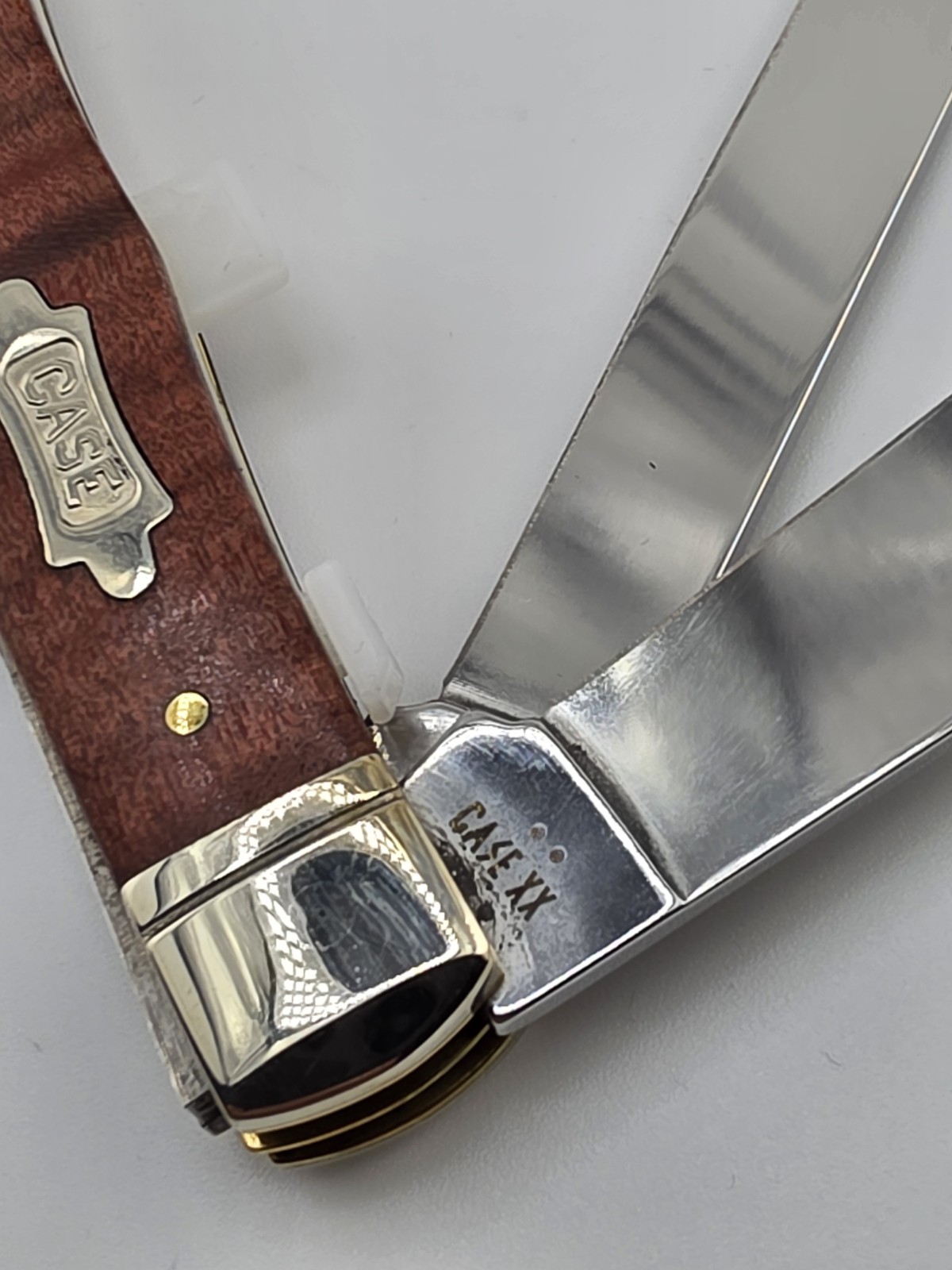 Case XX #10849 Brown Curly Maple Wood Smooth Trapper 7254 SS Cigar Box Knife
