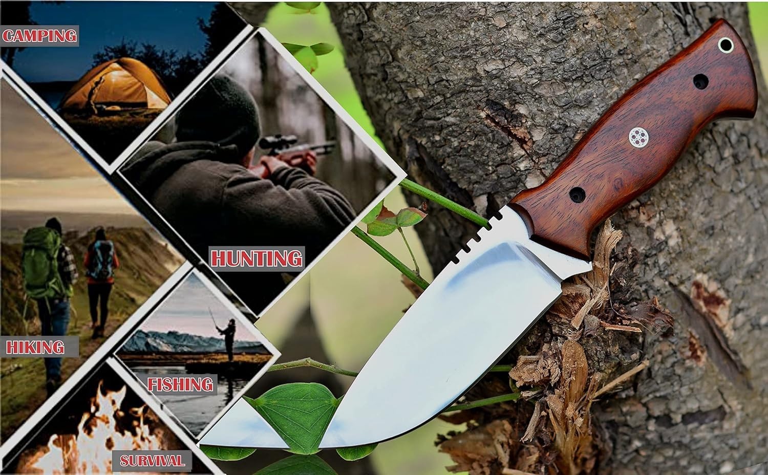 Horizontal Carry Knife, Bushcraft Knife, Scout Carry Knives with Sheath, Hunting