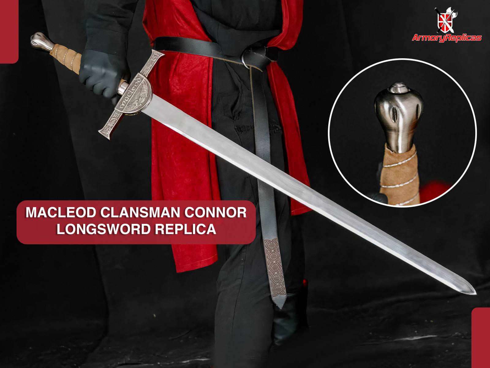 Medieval Macleod Clansman Connor Longsword Replica Stainless Steel Blade