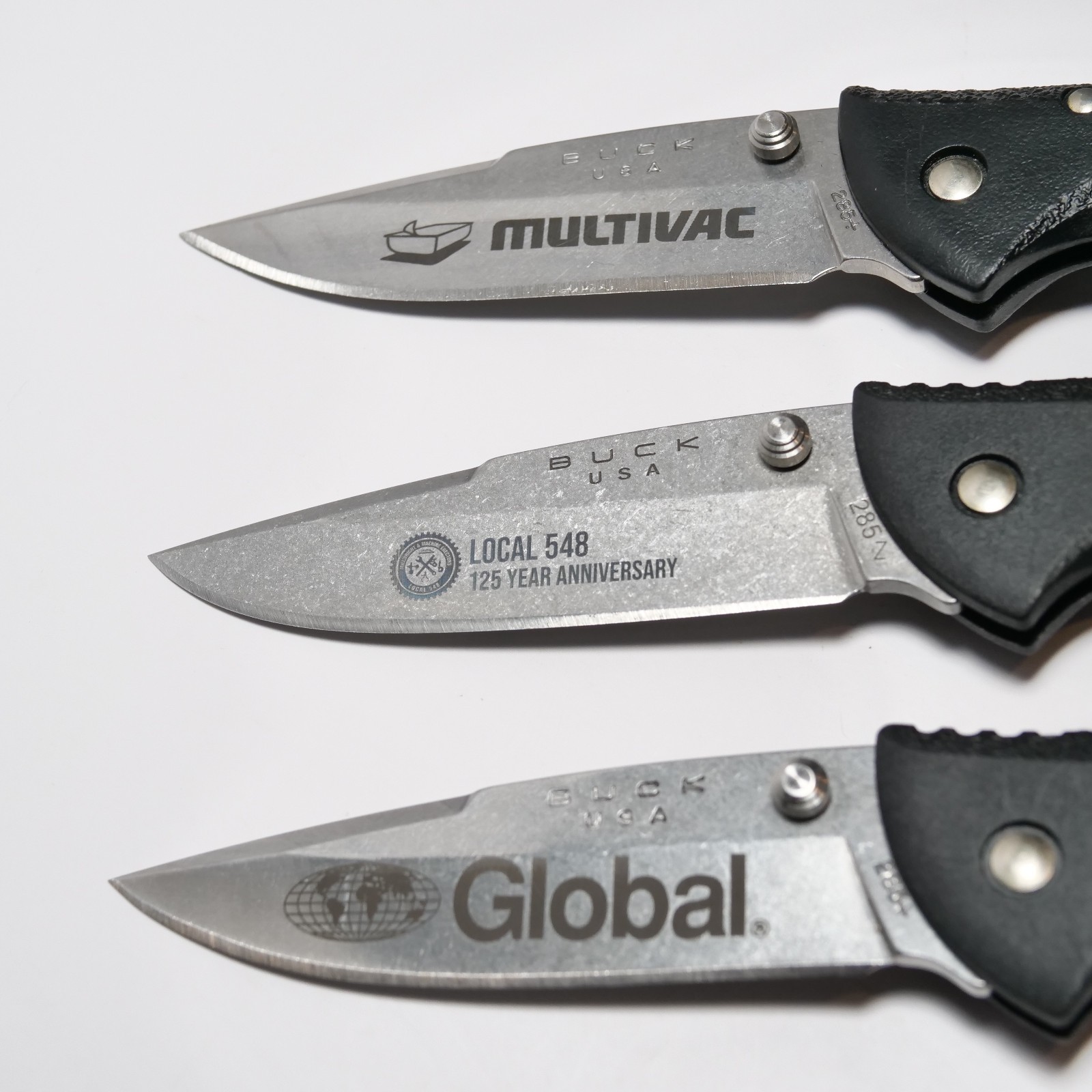 Buck USA 285 Bantam Folding Knife Lot Branded Blades Excellent Shape
