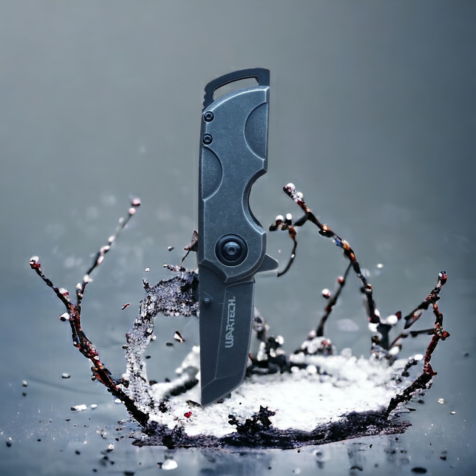 Small Pocket Knife Stonewashed Blade And Handle Pocket Clip Spring Assist NEW