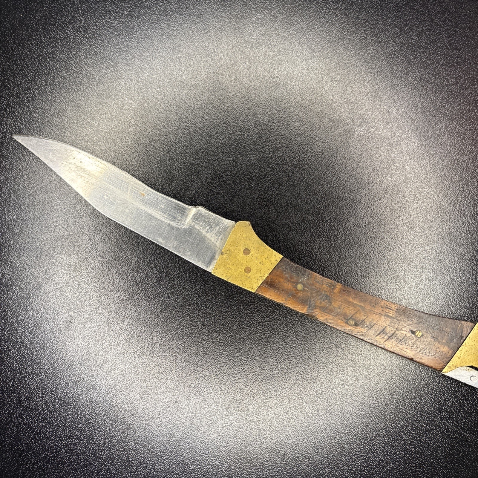 Vintage Brass And Wood Folding Pocket Knife Stainless Pakistan 5”
