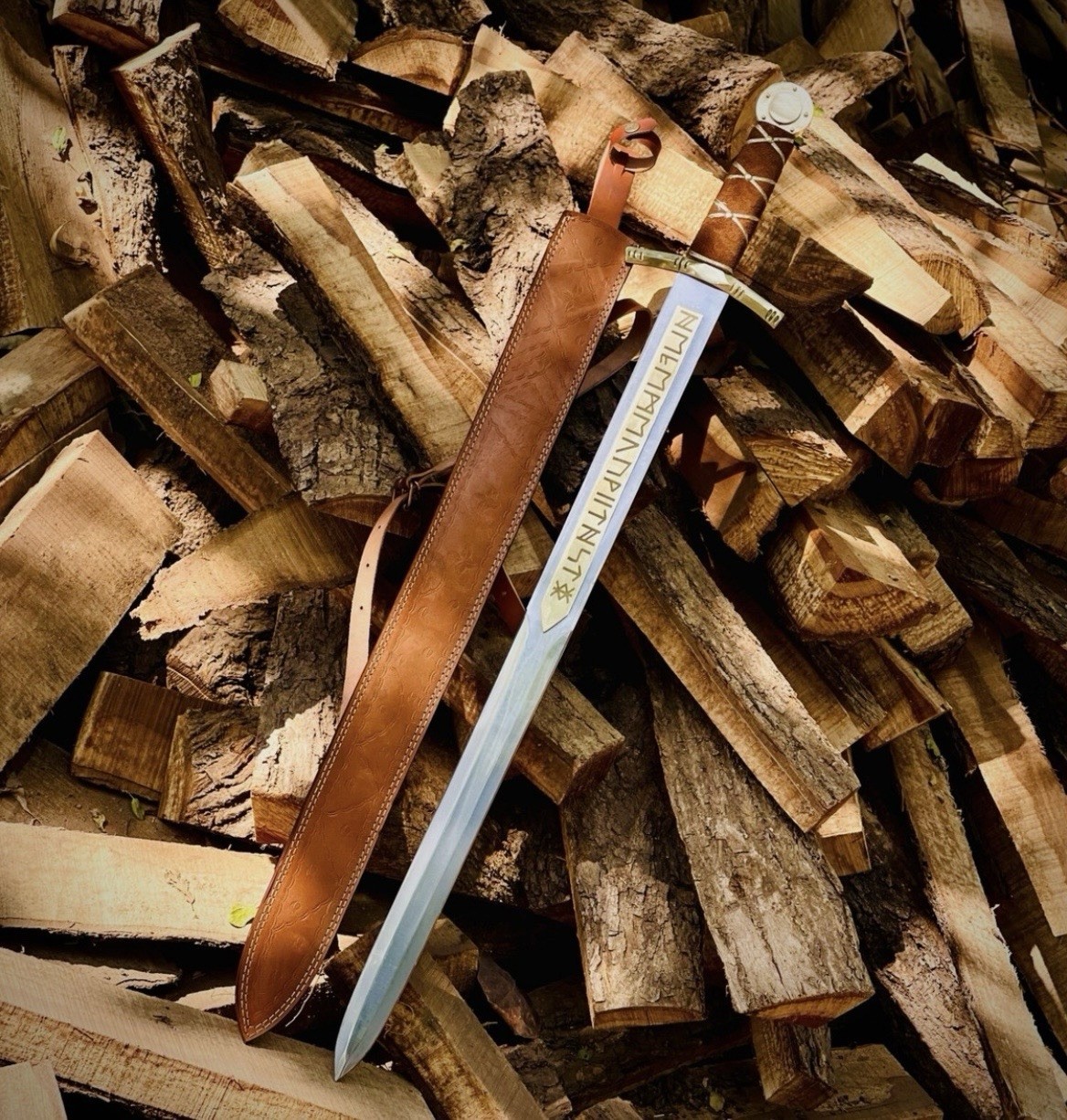 Hand Forged Carbon Steel Excalibur Viking Sword Battle Ready Medieval Longsword