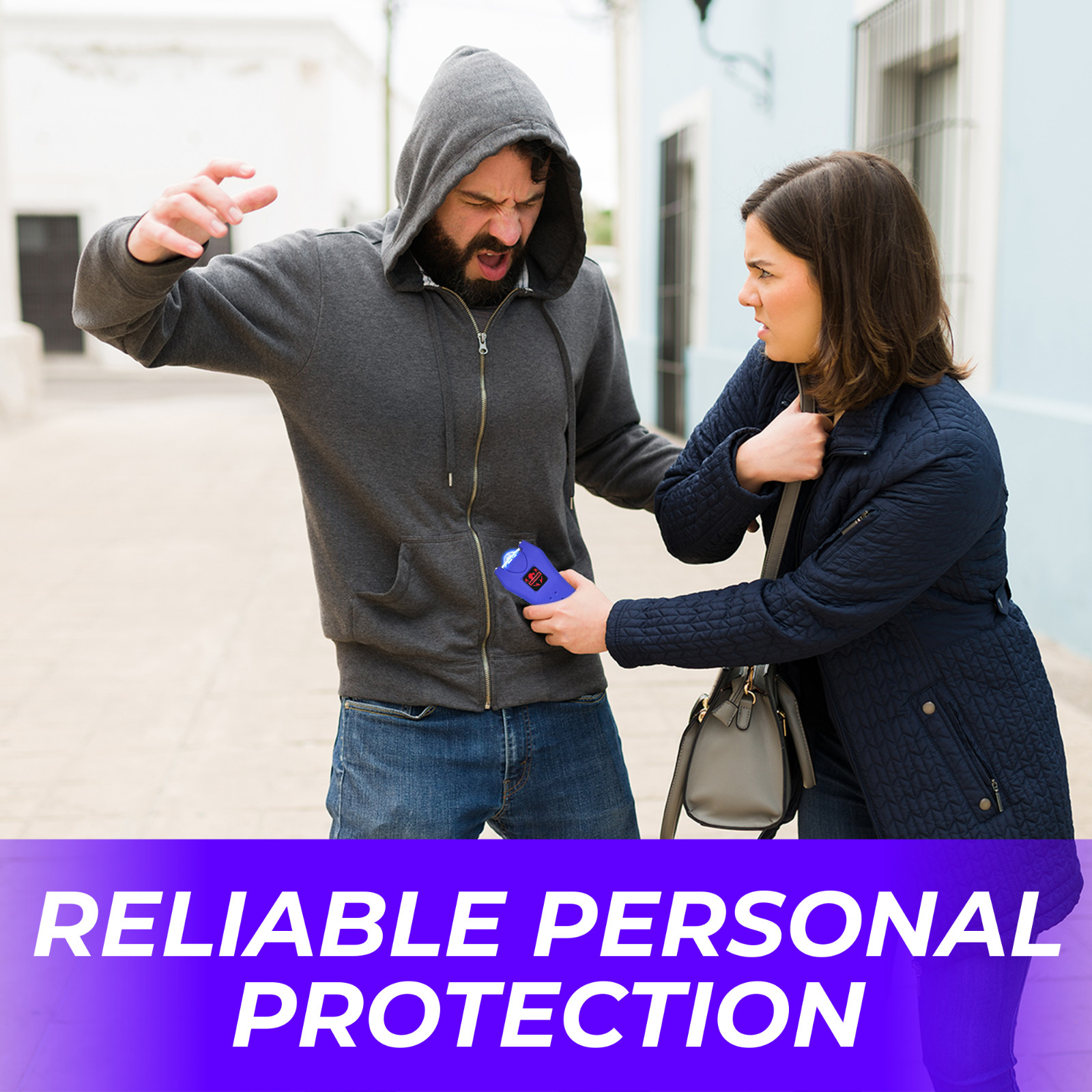 FIGHTSENSE Rechargeable Stun Gun 10 Mil Volts With Led Light Extremely Powerful