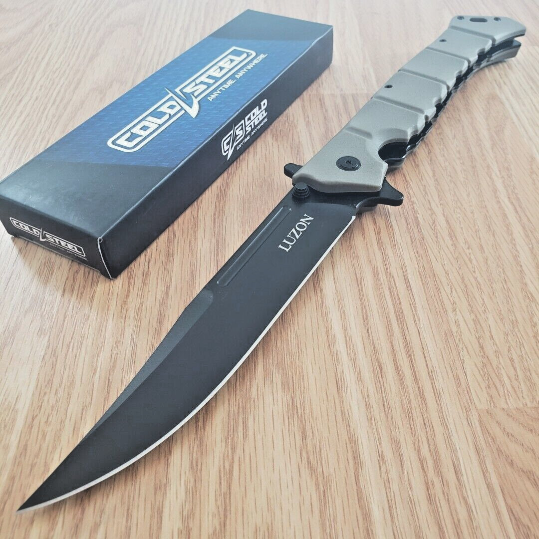 Cold Steel Large Luzon Folding Knife 6″ 8Cr13MoV Steel Blade Earth GFN Handle