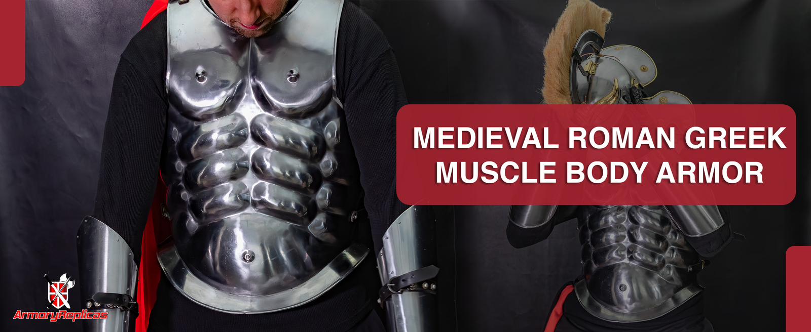 Medieval Roman Greek Muscle Armor Cuirass LARP Halloween Costume Black