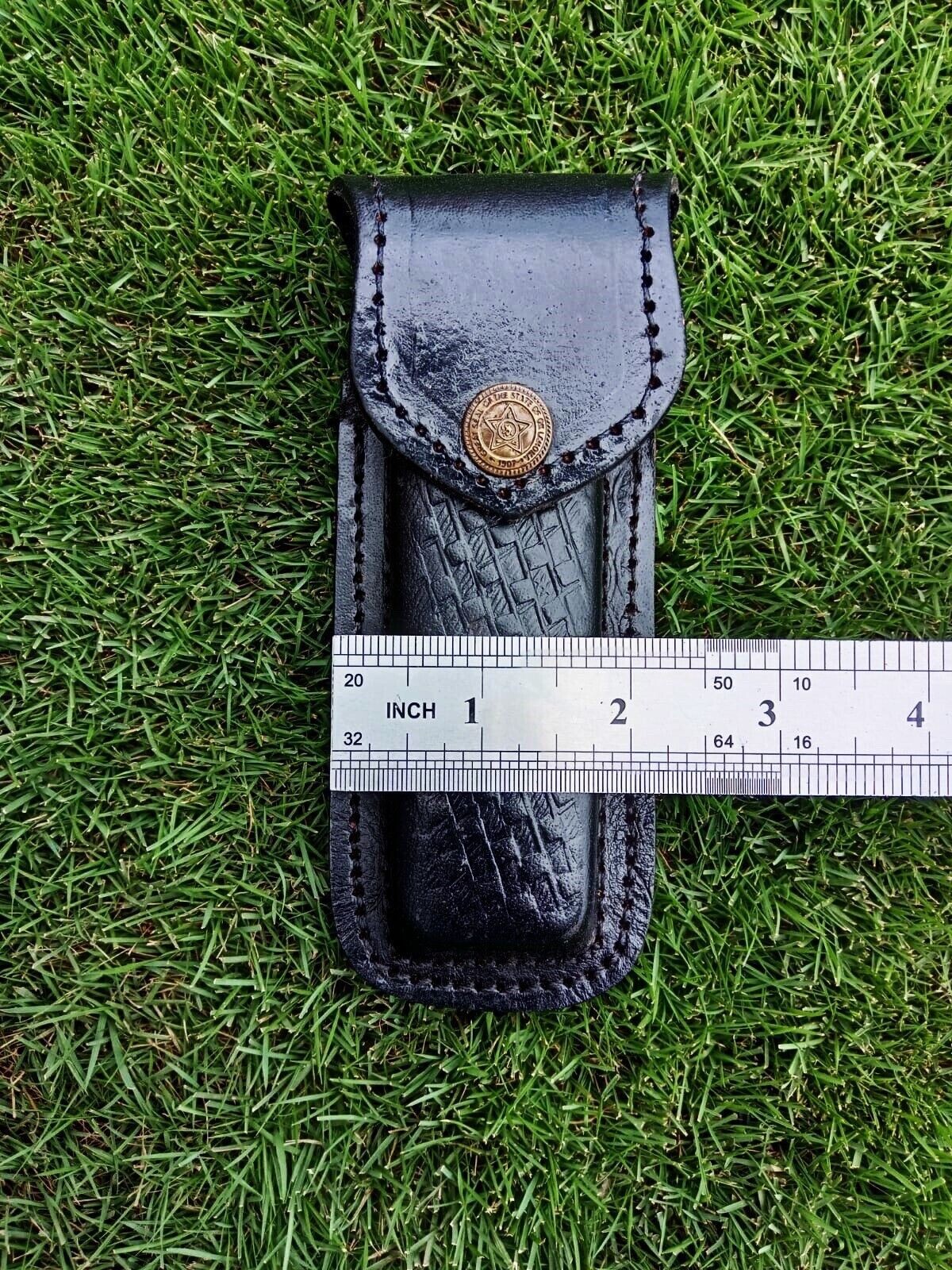 Pocket Folding Knife Genuine Sheath 5.5″ Leather Belt Holster Cover (Black)