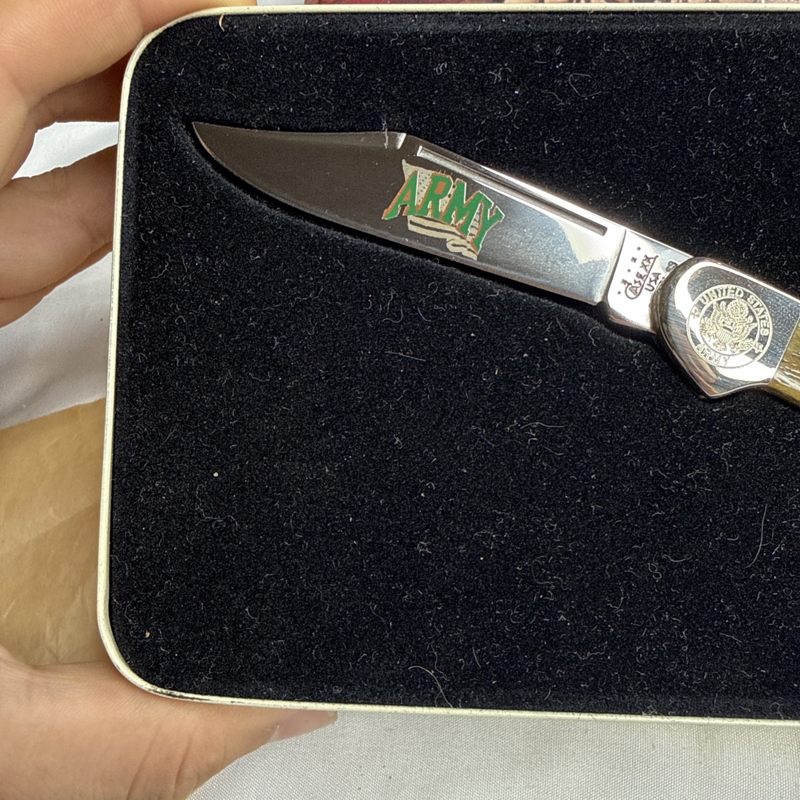 Case-XX 61549l ss United States Army Stag Numbered #75 Copperlock Knife