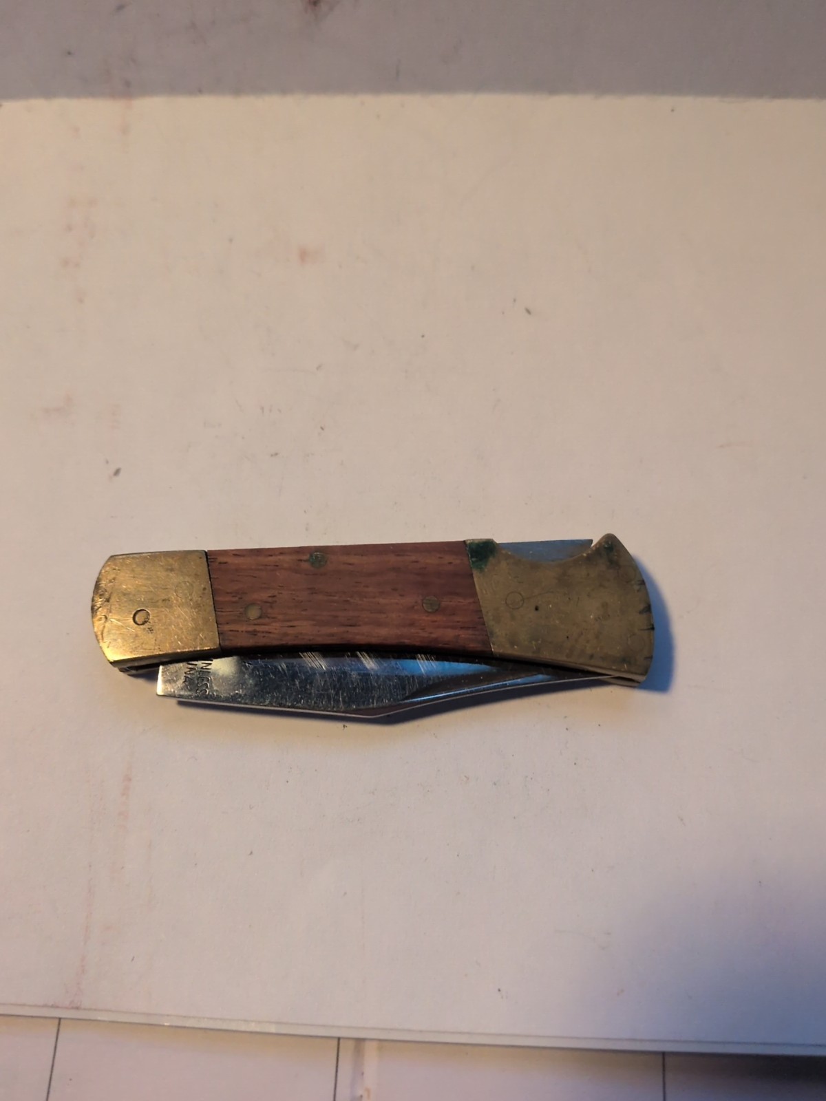 Vintage Mini Brass And Wood Stainless Steel Pocket Knife (3 )