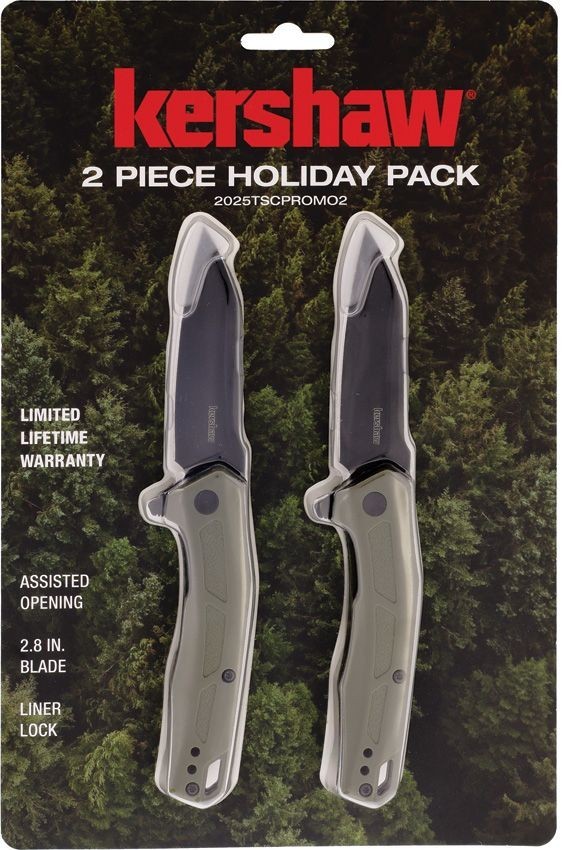 KERSHAW KS7018 2 PC OD Green Spring Open Assisted Tactical Folding Pocket Knife