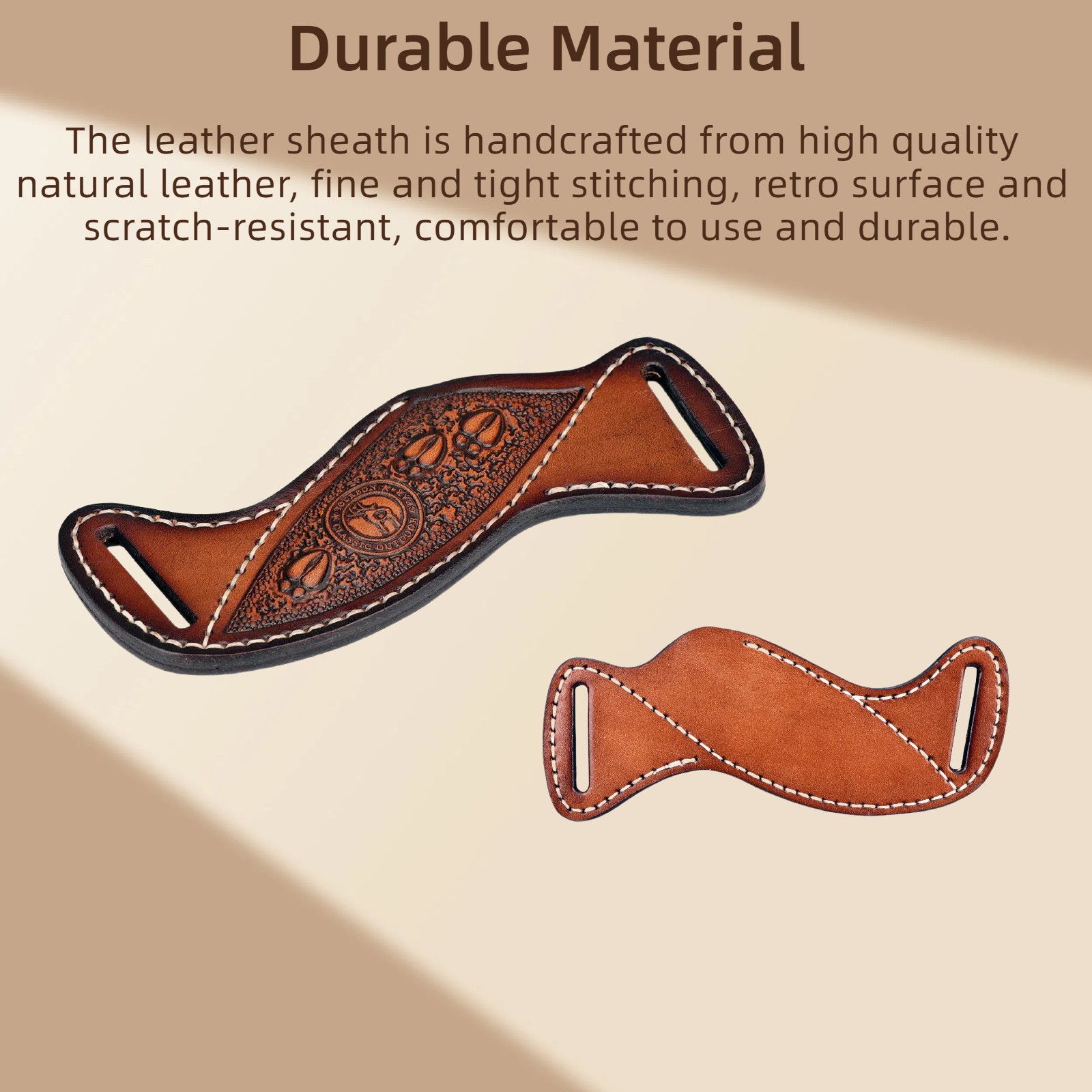 TOURBON Leather Fixed Blade Knife Sheath Slanted Pancake Belt Holster Hunting US