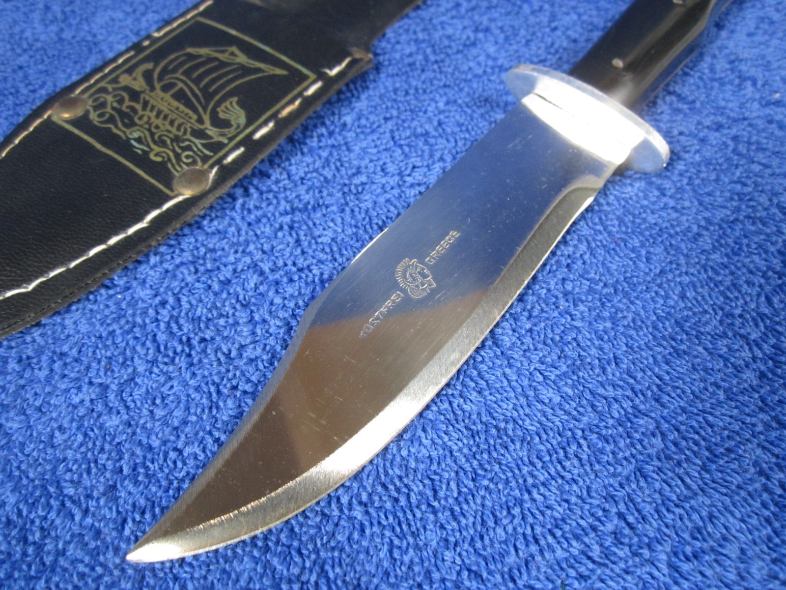Greek Dagger Replica 8.5 Inch Knife Leather Sheath 1980s Greece Stainless