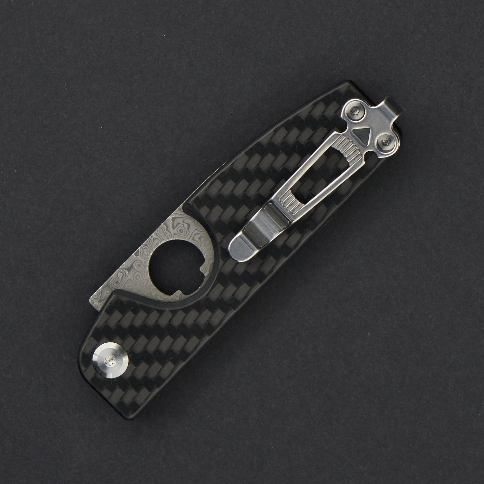 Daggerr Knives Cigar Folding Knife 2.75 Damascus Steel Blade Carbon Fiber Handle