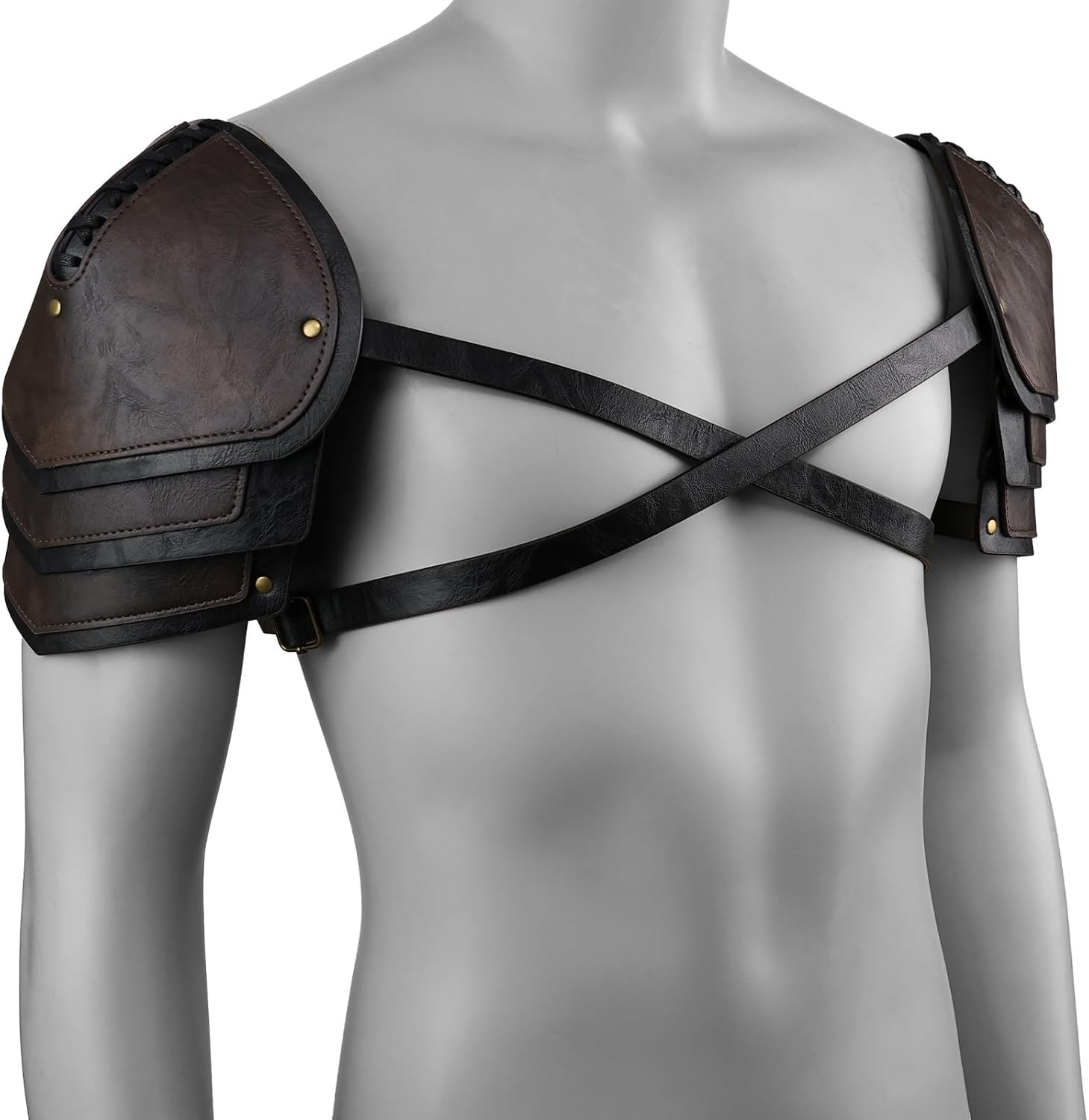 Vintage Mercenary Knight Shoulder Armor – Adjustable Faux Leather Pauldron