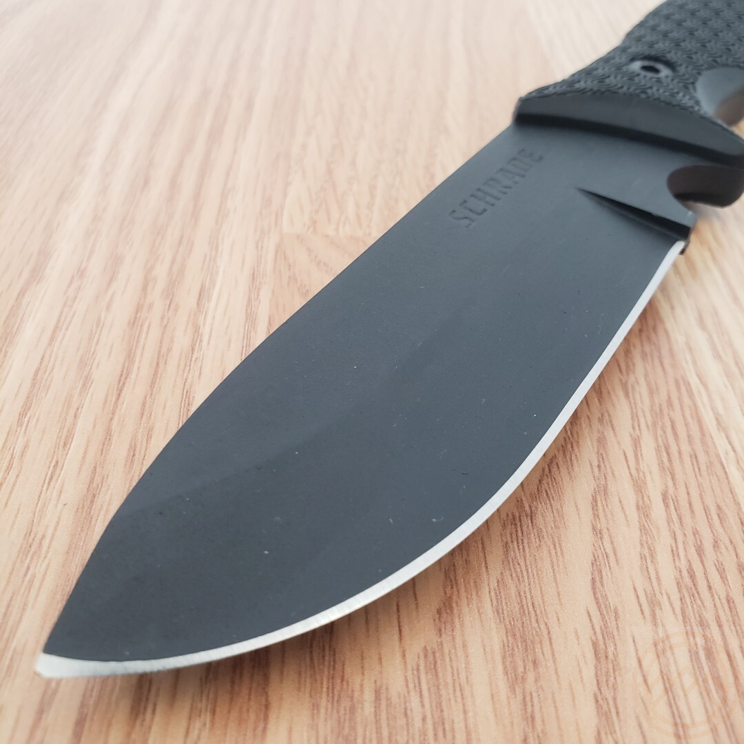 Schrade Frontier Fixed Knife 5.25″ Full Tang 1095HC Steel Blade Black TPE Handle
