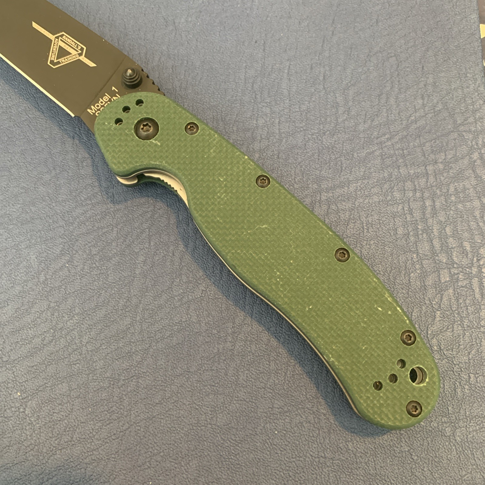 Ontario RAT 1 Folding Knife 3.5″ Black Oxide S35VN Steel Blade Green G10 Handle