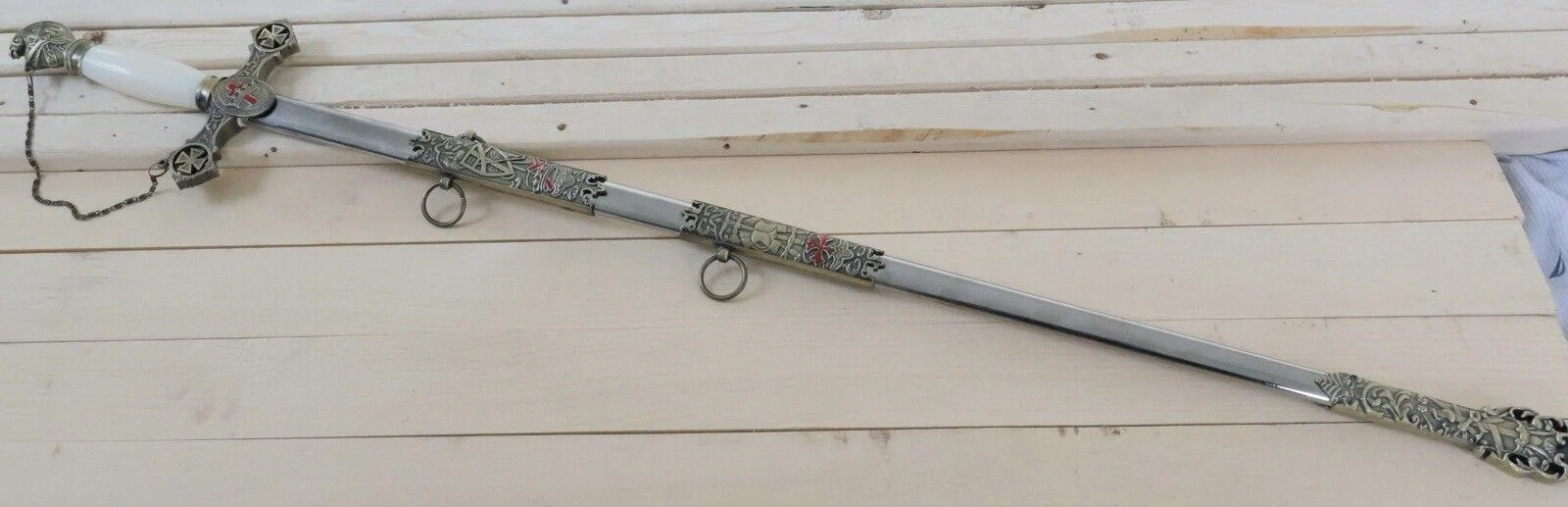 37” Knights Of Templar Crusader Sword Steel Scabbard Ornate Medieval Sharp