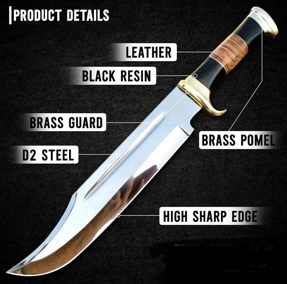 18″ HAND FORGED Hunting Crocodile Dundee High Polish Survival Bowie Knife+Sheath