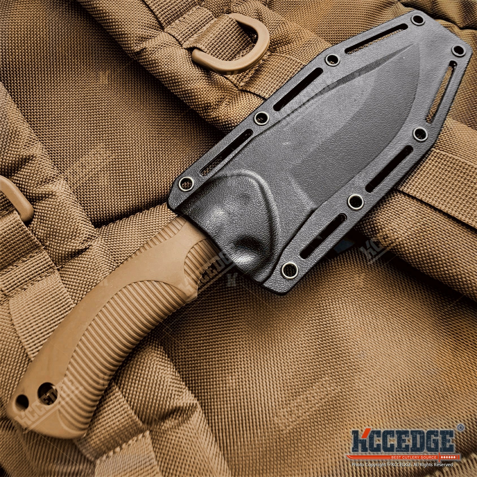 9″ Tactical Knife FIXED BLADE KNIFE w/ Kydex Sheath Coyote Brown Survival Knife
