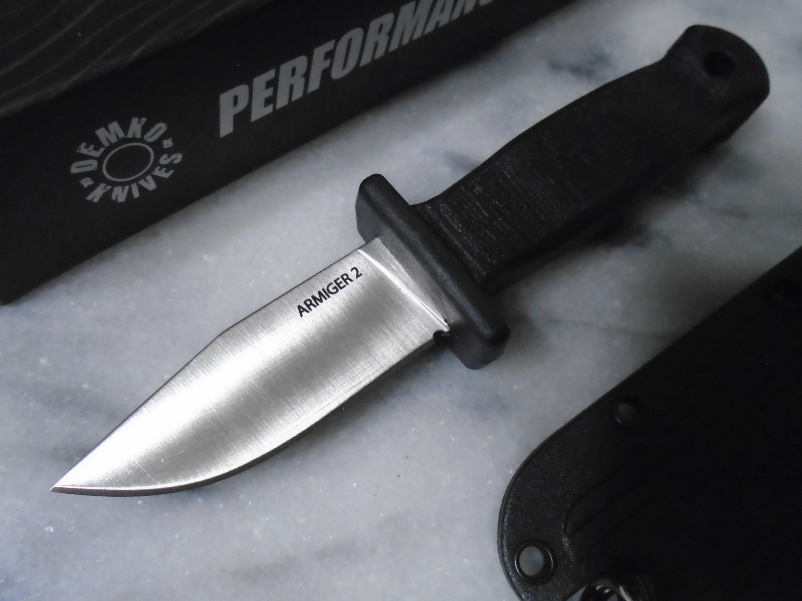 Demko Armiger 2 Mini Clip Point Fixed Blade Knife Covert DEM09648 4034SS Sticker