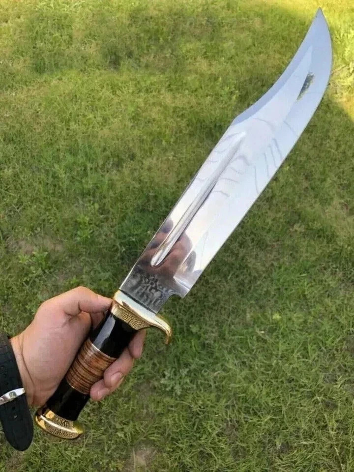 18″ HAND FORGED Hunting Crocodile Dundee High Polish Survival Bowie Knife+Sheath