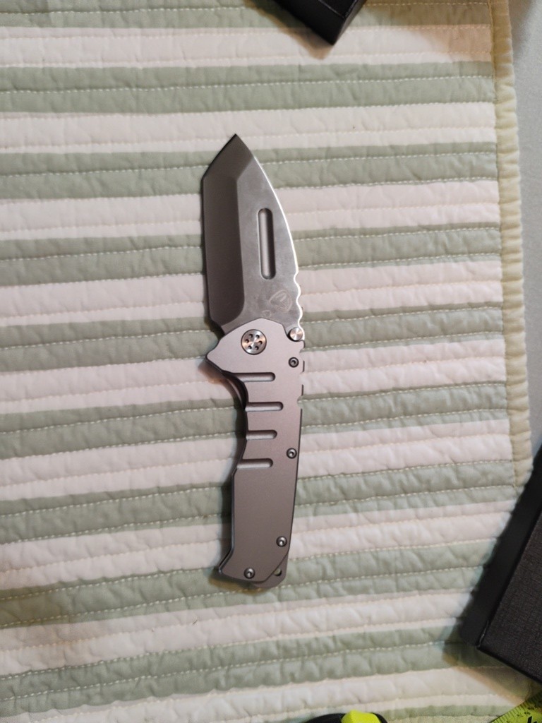 Medford Praetorian T Gray Titanium Handle Frame Lock Tanto Manual Pocketknife
