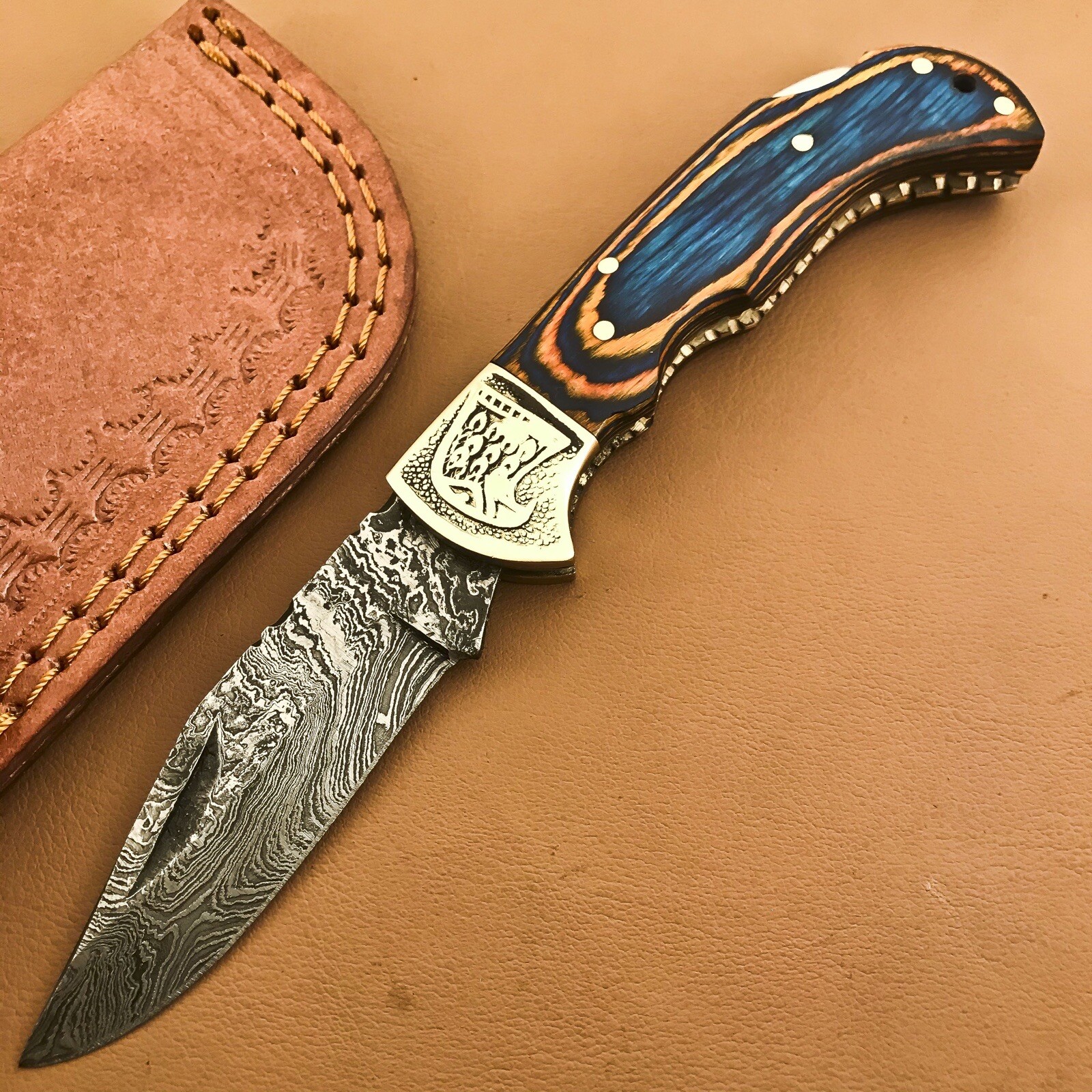 Custom Handmade Damascus Steel CAMPING TACTICAL FOLDING blade POCKET Knife