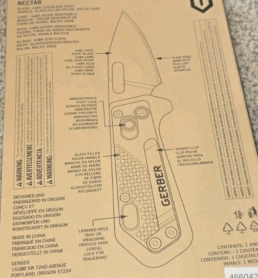 NEW Gerber Nectar Folding Pocket Knife 440A Stainless Steel Plain Edge