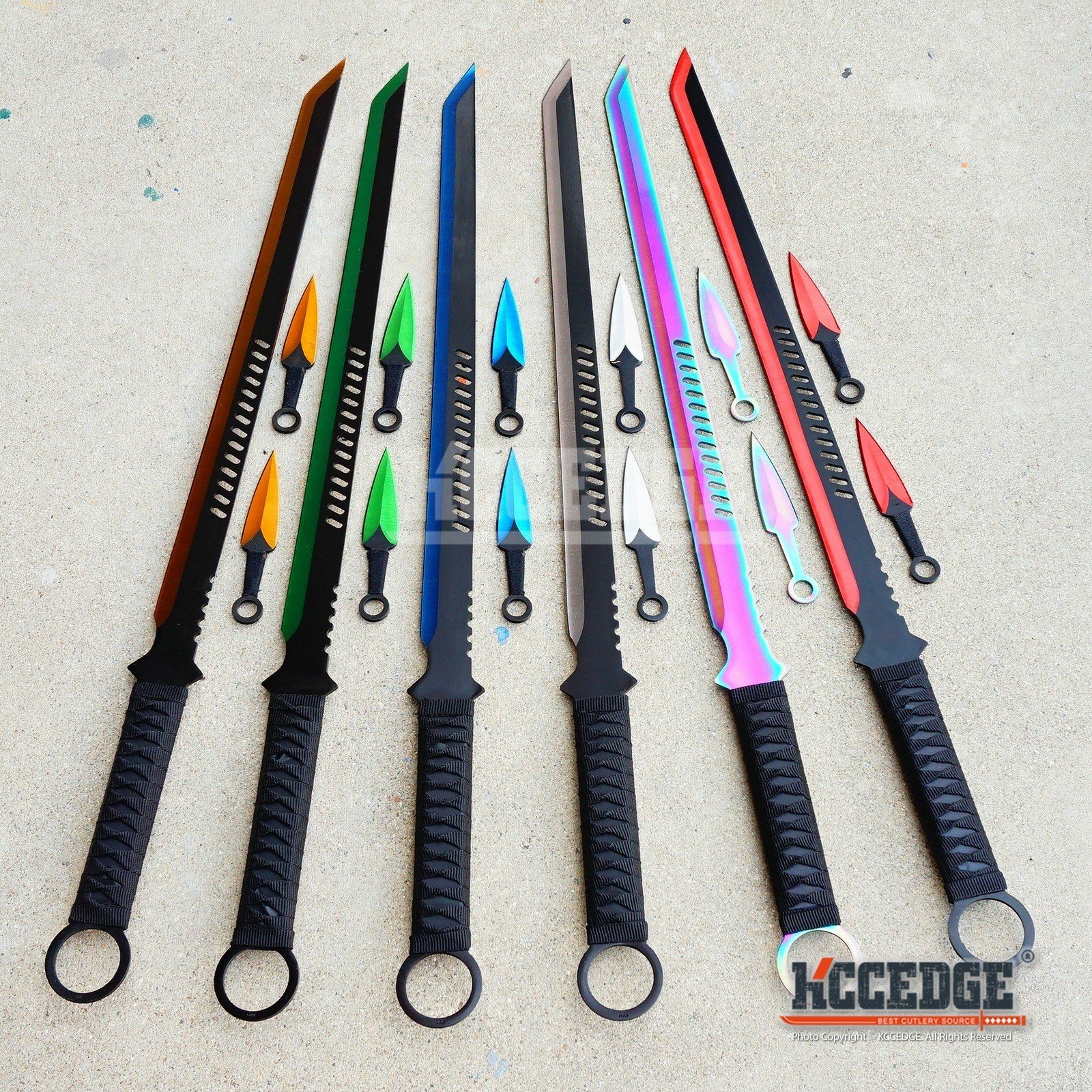 27″ Ninja Sword TANTO BLADE Machete w/ 2 Knife Full Tang BLACK KATANA
