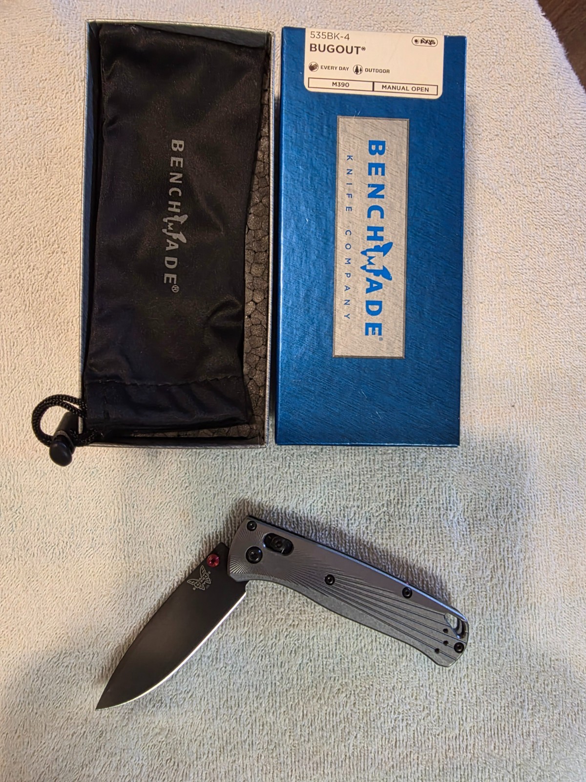 Benchmade Bugout 535BK-4 M390 Stainless Steel Gray Aluminum Handle Folding Knife